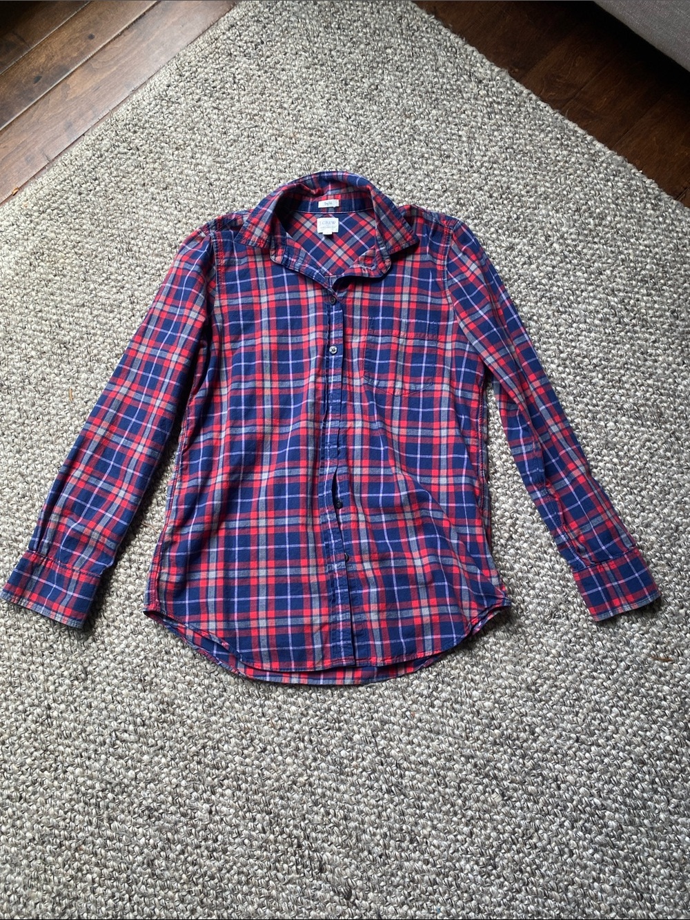 J. Crew Red and Blue Plaid Button-Down Shirt